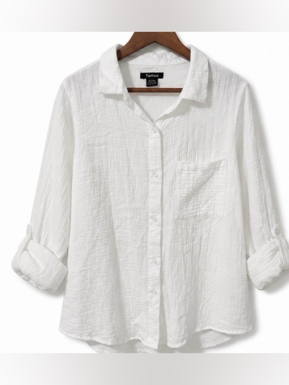 Relaxed Tattoo White Button-Down Shirt